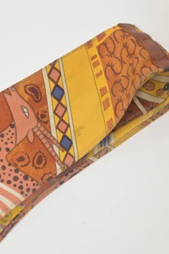 Yellow silk and leather paneled Petit H Sac featuring 'Le Mors a la Conetable' motif