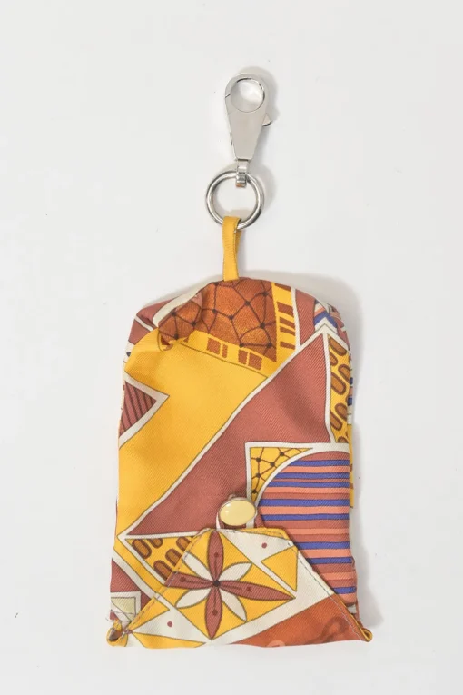Yellow silk and leather paneled Petit H Sac featuring 'Le Mors a la Conetable' motif