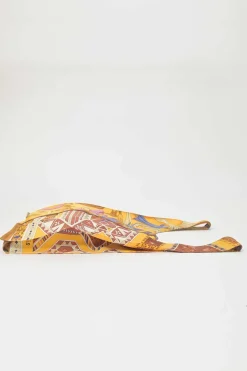 Yellow silk and leather paneled Petit H Sac featuring 'Le Mors a la Conetable' motif