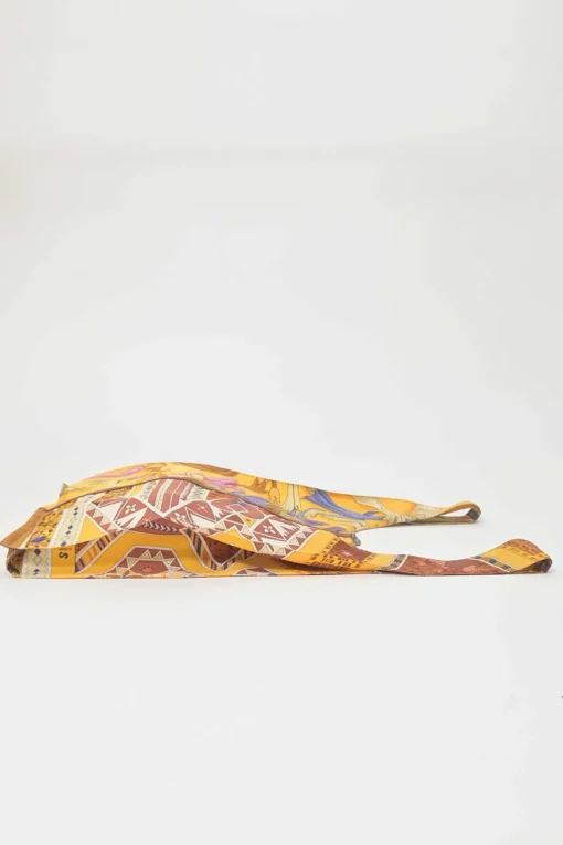 Yellow silk and leather paneled Petit H Sac featuring 'Le Mors a la Conetable' motif