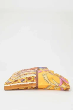 Yellow silk and leather paneled Petit H Sac featuring 'Le Mors a la Conetable' motif