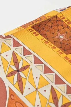 Yellow silk and leather paneled Petit H Sac featuring 'Le Mors a la Conetable' motif
