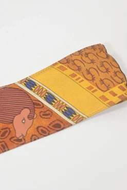 Yellow silk and leather paneled Petit H Sac featuring 'Le Mors a la Conetable' motif