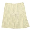 Yellow striped bow-embellished cotton pull-on mini godet ruffle skirt with tulip hem
