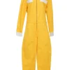 Yellow 'Take the Wild Road' Embroidered Zip-up Jumpsuit