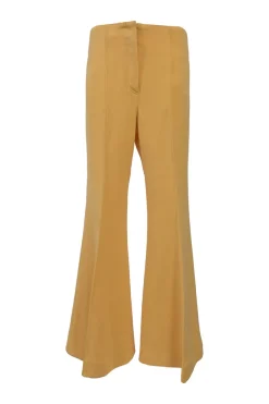 Yellow triacetate-blend mid-rise tailored palazzo pants
