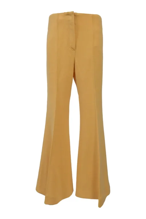 Yellow triacetate-blend mid-rise tailored palazzo pants