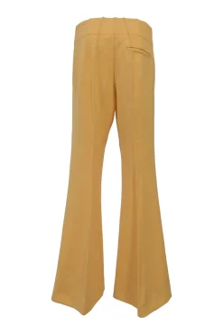 Yellow triacetate-blend mid-rise tailored palazzo pants