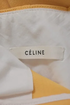 Yellow triacetate-blend mid-rise tailored palazzo pants
