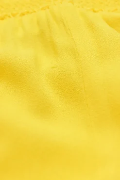Yellow viscose split leg wide-leg trousers with elasticated waistband