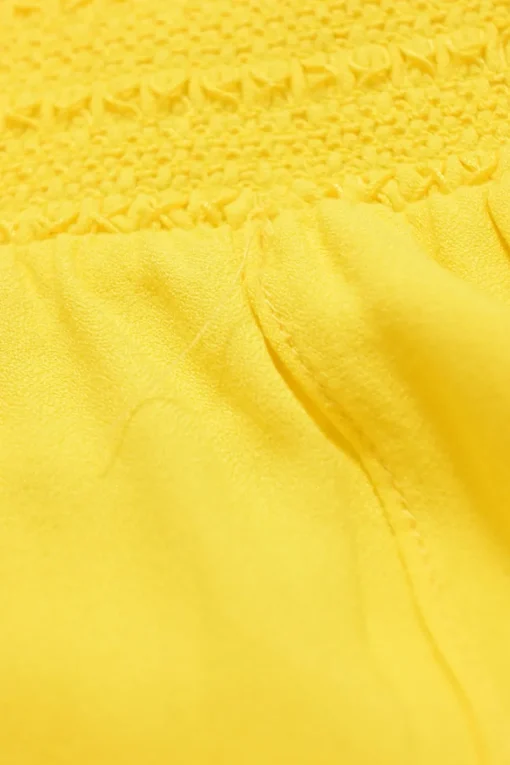 Yellow viscose split leg wide-leg trousers with elasticated waistband