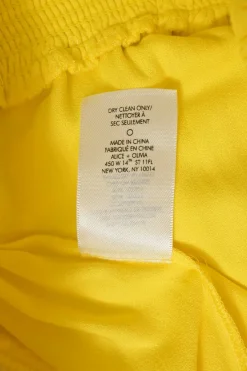 Yellow viscose split leg wide-leg trousers with elasticated waistband