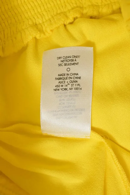 Yellow viscose split leg wide-leg trousers with elasticated waistband
