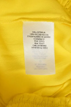 Yellow viscose split leg wide-leg trousers with elasticated waistband