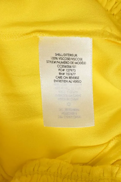 Yellow viscose split leg wide-leg trousers with elasticated waistband