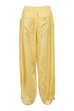 Yellow viscose-blend abstract jacquard pull-on high-rise tapered-leg pants