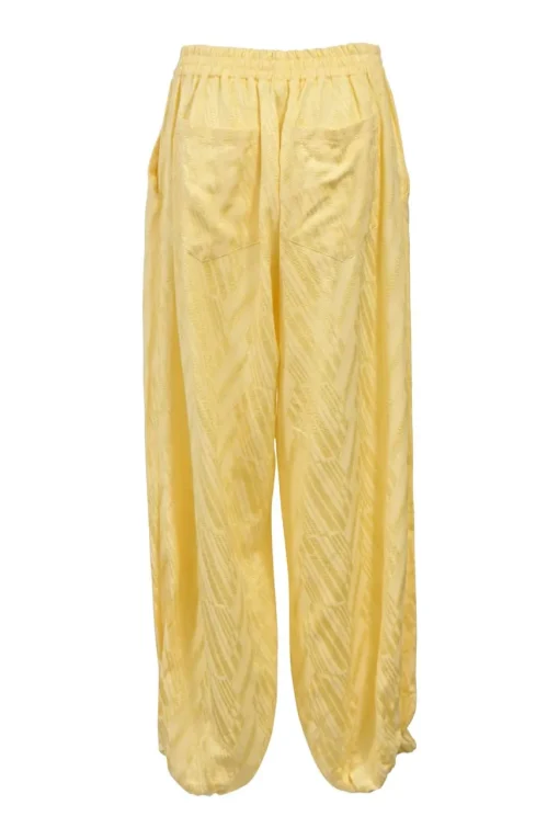 Yellow viscose-blend abstract jacquard pull-on high-rise tapered-leg pants