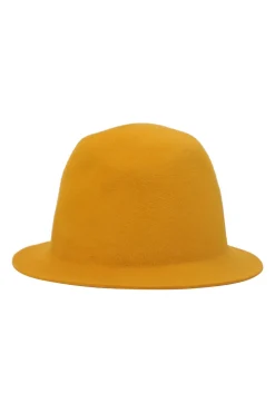 Yellow wool felt cloche hat
