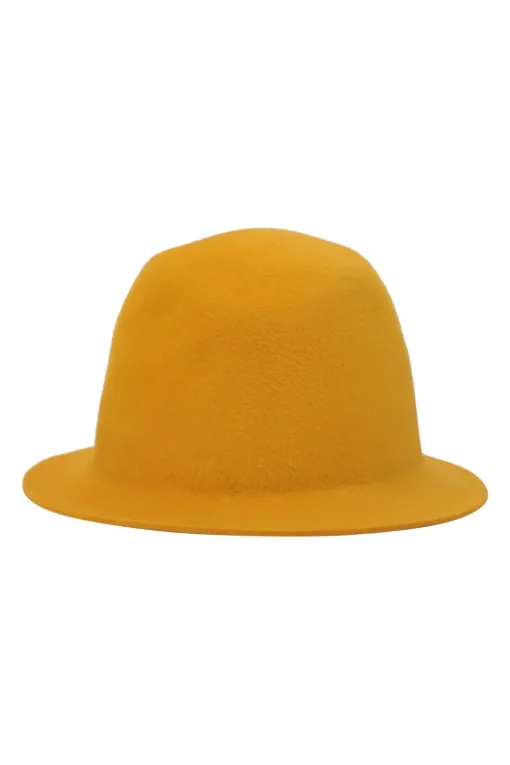 Yellow wool felt cloche hat