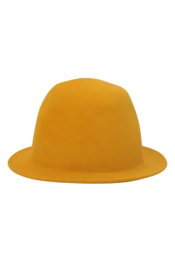Yellow wool felt cloche hat