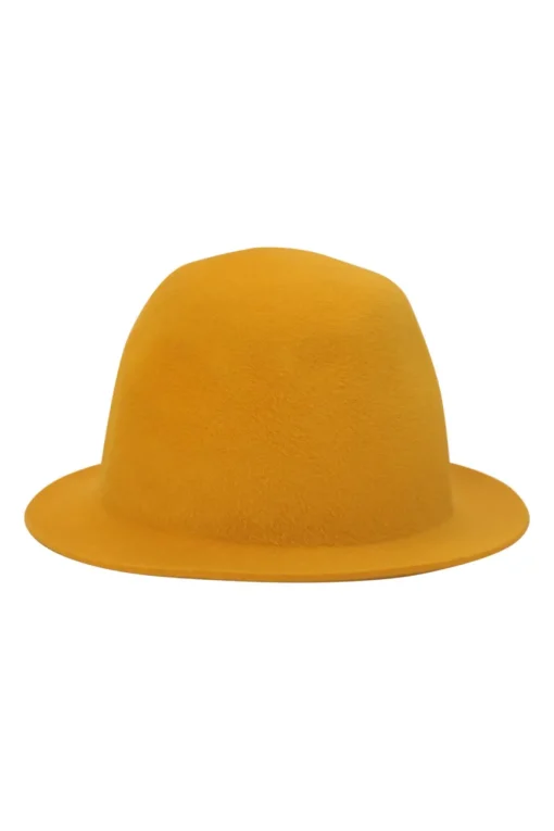 Yellow wool felt cloche hat
