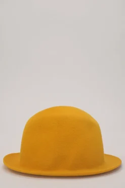 Yellow wool felt cloche hat