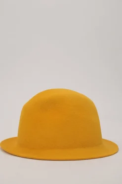 Yellow wool felt cloche hat