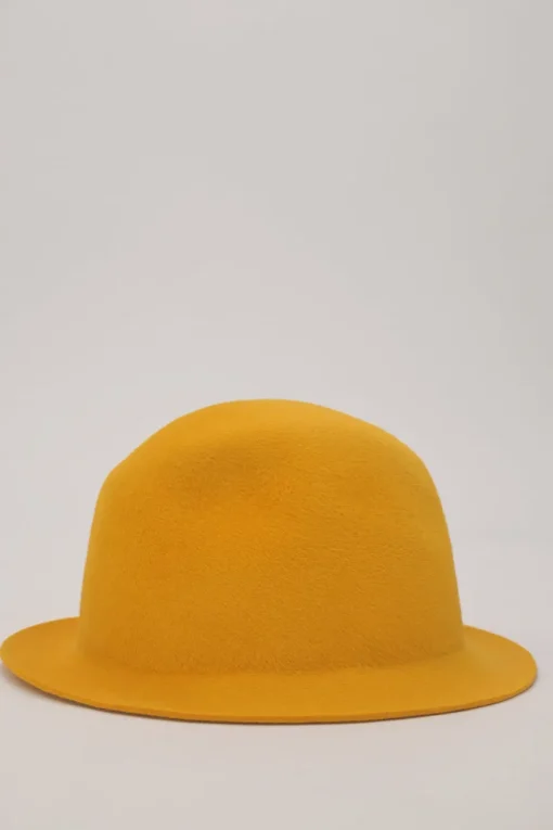 Yellow wool felt cloche hat
