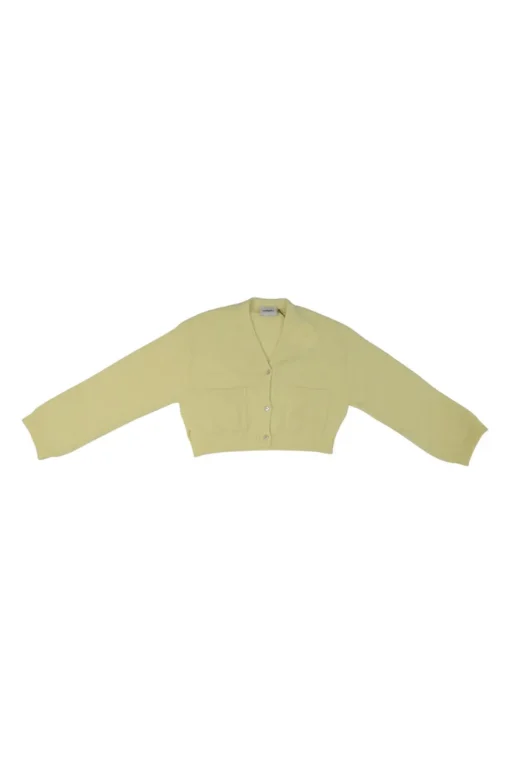 Yellow wool-blend Melina dolman sleeve cropped cardigan with chest patch pockets