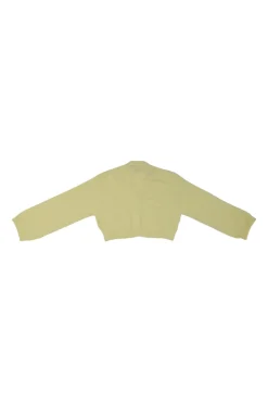 Yellow wool-blend Melina dolman sleeve cropped cardigan with chest patch pockets