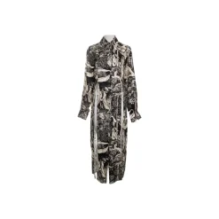 Abstract Print Long Shirt with Slits