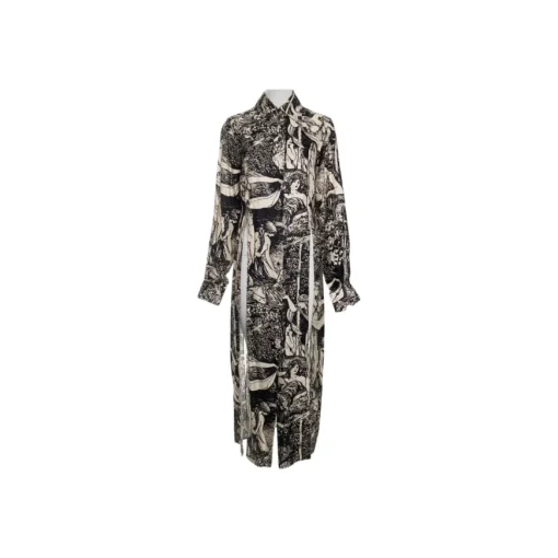 Abstract Print Long Shirt with Slits