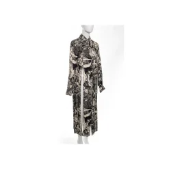 Abstract Print Long Shirt with Slits