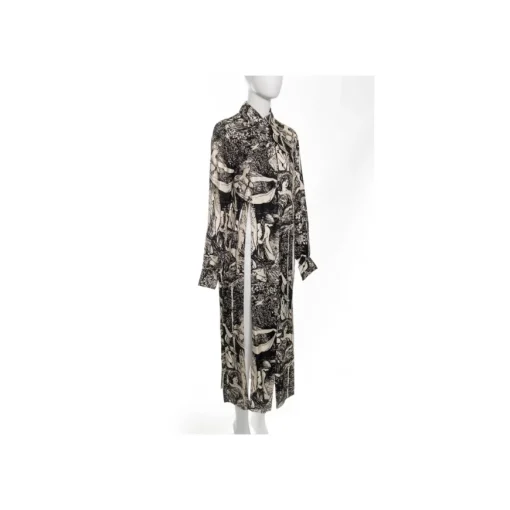 Abstract Print Long Shirt with Slits