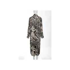 Abstract Print Long Shirt with Slits