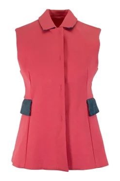 Acne waistcoat in pink and denim with hook fastenings