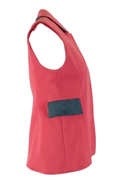 Acne waistcoat in pink and denim with hook fastenings