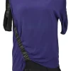 Anthracite draped silk-blend bateau neck blouse with ruched sleeve