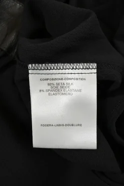 Anthracite draped silk-blend bateau neck blouse with ruched sleeve