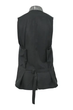 Anthracite polyester single breasted shawl lapel open-front waistcoat