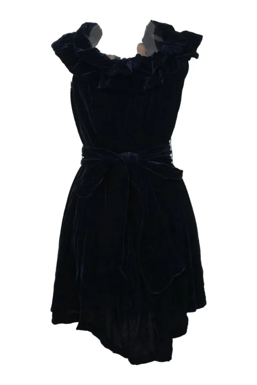 Anthracite viscose-blend velvet Miya off-shoulder tie-waist ruffled mini dress