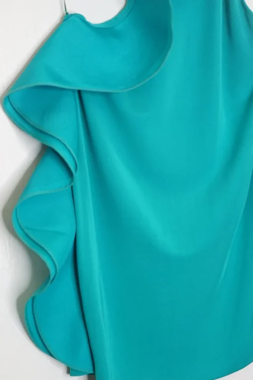 Aqua draped viscose halter camisole with concealed side zip fastening