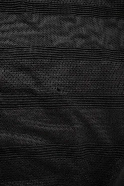 Armani Exchange sleeveless shift knit dress  in horizontal panels. Dress is lined