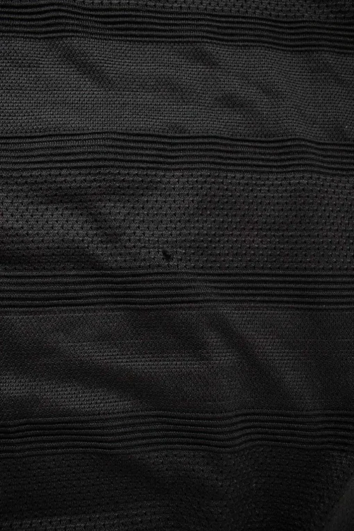 Armani Exchange sleeveless shift knit dress  in horizontal panels. Dress is lined