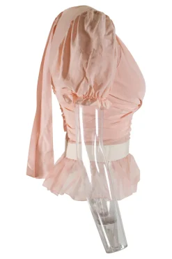 Baby pink puffy sleeves ruffled top