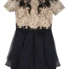 beige and black dress