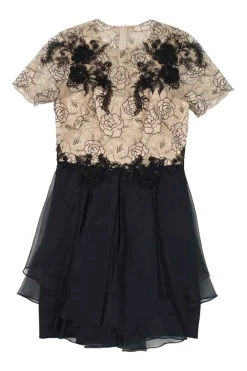 beige and black dress