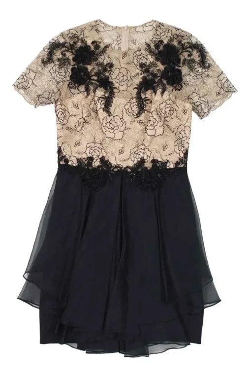 beige and black dress