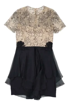 beige and black dress