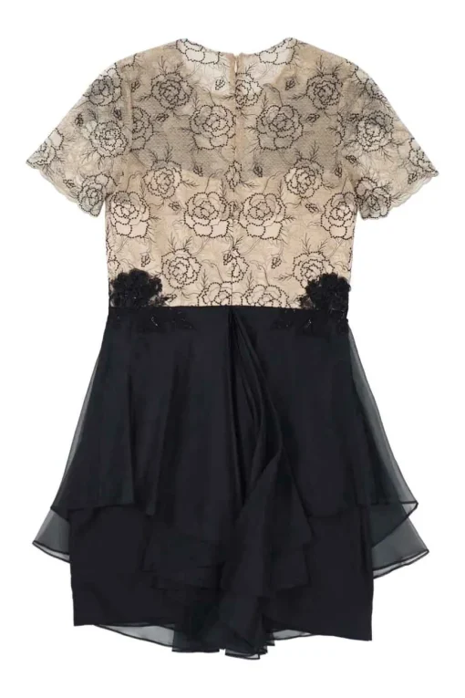 beige and black dress